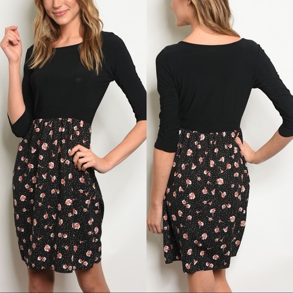 COCOIMO Dresses & Skirts - B2G1💕 Black Mix Floral Midi Dress
